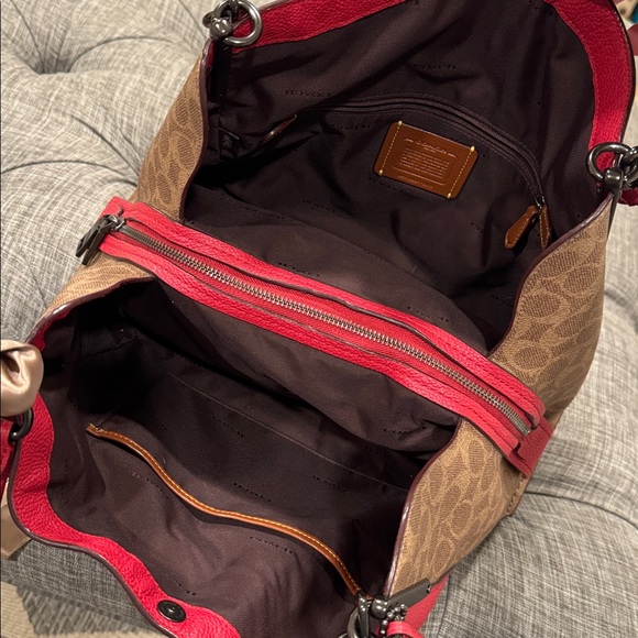 Coach Bag Dalton 31 Red Leather Signature Logo Shoulder Bag Wallet Set - Picture 14 of 17